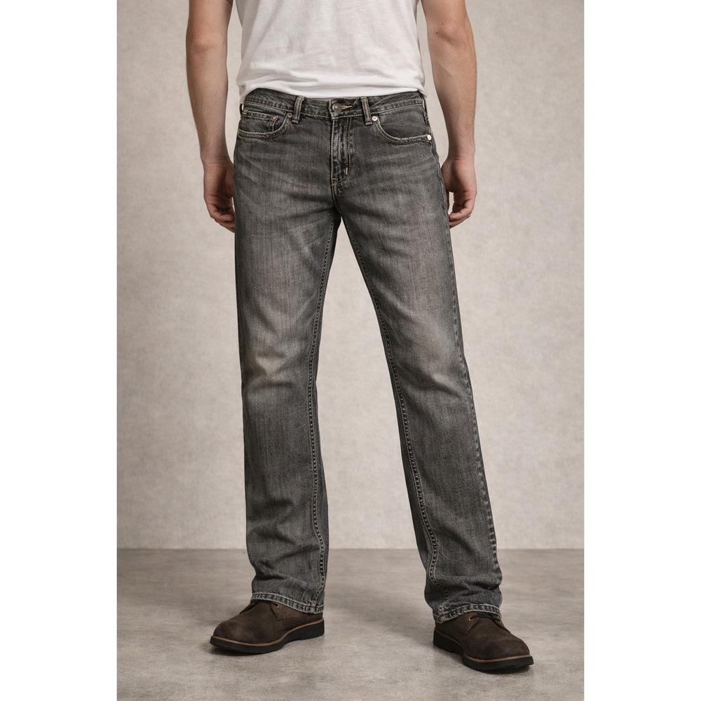 TK Axel Black Rock Faded Denim Jeans 36x32 Relaxed Y2K Straight Men's 90's